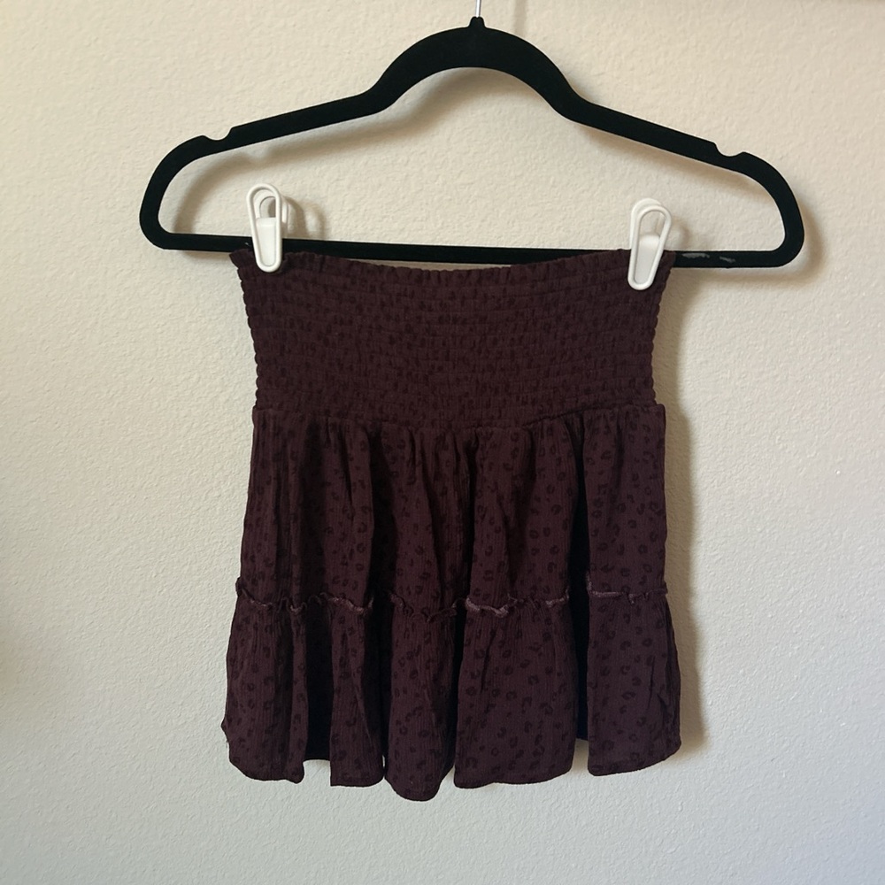 Elegant Burgundy/Purple Leopard Print Mini Skirt